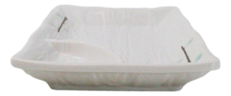 Pack Of 6 Modern Yukino Hana Melamine 2 Partitions Rectangular Sushi Plates