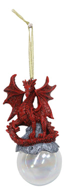 Ruth Thompson Green Tempest Dragon On Pearl Glass Ball Ornament Figurine 5"H