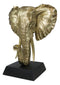 Large 18"H Gold Patina Safari African Bush Elephant Sculpture On Museum Base