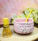 Pink Sakura Blossoms Ceramic Japanese Matcha Green Tea Bowl Whisk & Scoop Set