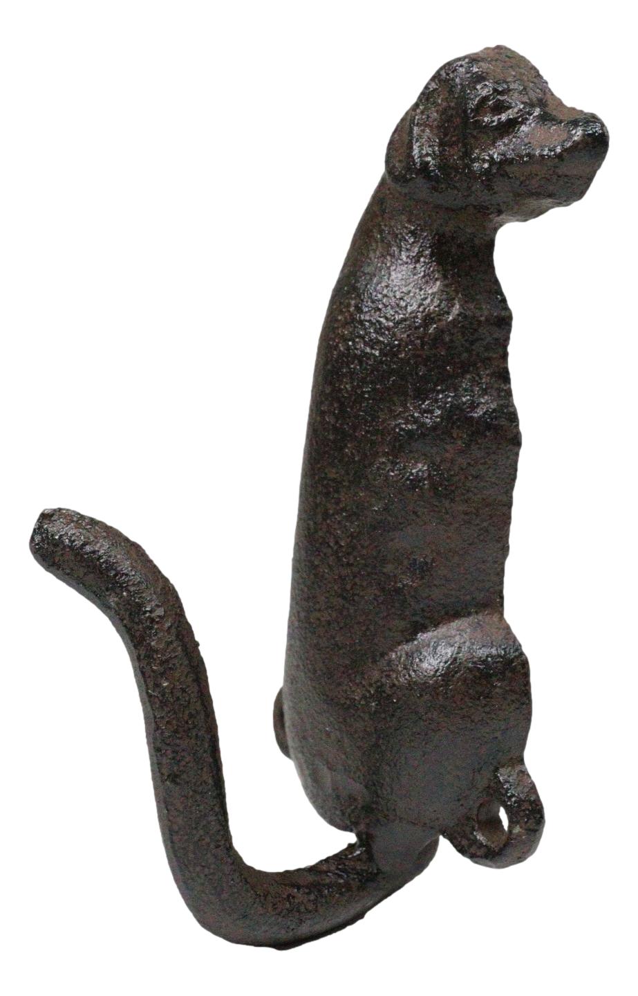 Pack Of 2 Rustic Cast Iron Golden Retriever Labrador Wagging Tail Wall Hooks - Ebros Gift