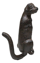 Pack Of 2 Rustic Cast Iron Golden Retriever Labrador Wagging Tail Wall Hooks