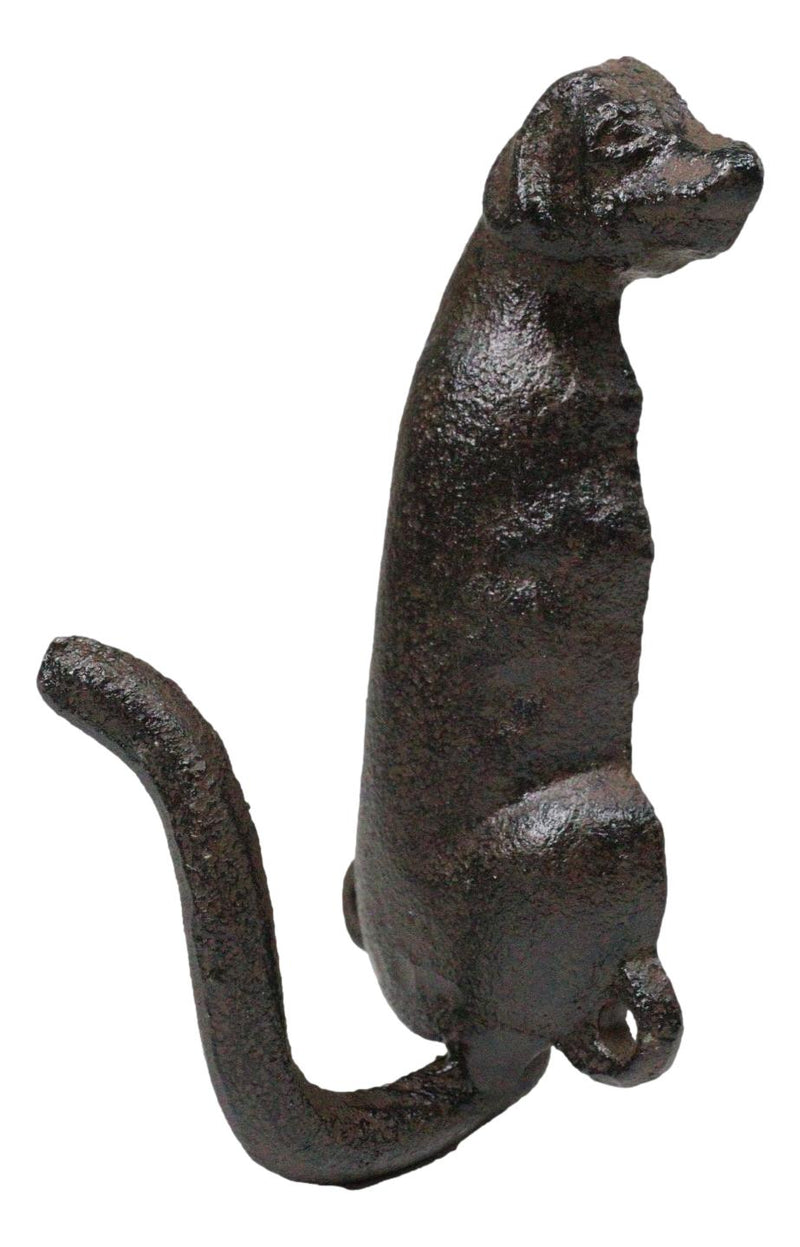 Pack Of 2 Rustic Cast Iron Golden Retriever Labrador Wagging Tail Wall Hooks