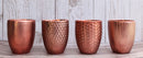 Set Of 4 Boutique Chic Copper Hammered Look Ceramic Votive Candle Holder Cups