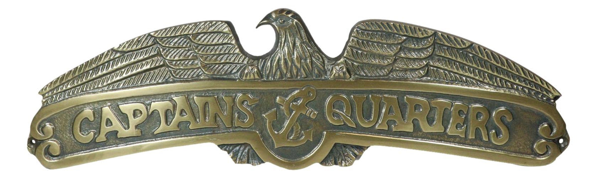 Nautical Marine Captains Quarters Eagle Sailor Anchor Aluminum Wall Decor Plaque - Ebros Gift