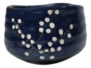Navy Blue Sakura Blooms Ceramic Japanese Matcha Green Tea Bowl Whisk & Scoop Set