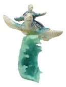 Marine Ocean Blue Sea Turtles Mother and Hatchling Swimming With Waves Figurine