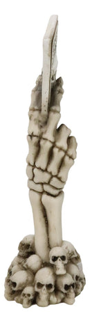 Gothic Skeleton Hand With Skull Ace of Spades Card On Ossuary Graveyard Figurine