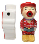 Western Cowgirl Kissing I Love Texas Sign Ceramic Salt And Pepper Shakers Set