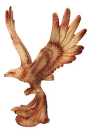 Majestic Soaring Bald Eagle Figurine – Faux Wood Carved Look Patriotic Statue