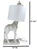 Whimsical Peeking Safari Giraffe Chic Bedside Table Lamp With Fabric Shade 27"H