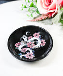 Ceramic Gothic Wicca Pink Floral Roses Serpentine Snake Apothecary Trinket Dish