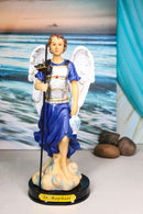 Archangel Saint Raphael Holding Staff And Fish Statue With Name Base 8"H Series