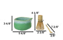 Green And White Emerald Ceramic Japanese Matcha Green Tea Bowl Whisk & Scoop Set