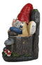 Get Out! Rude Mean Gnome Dwarf And Squirrel On Chair Flipping The Bird Figurine