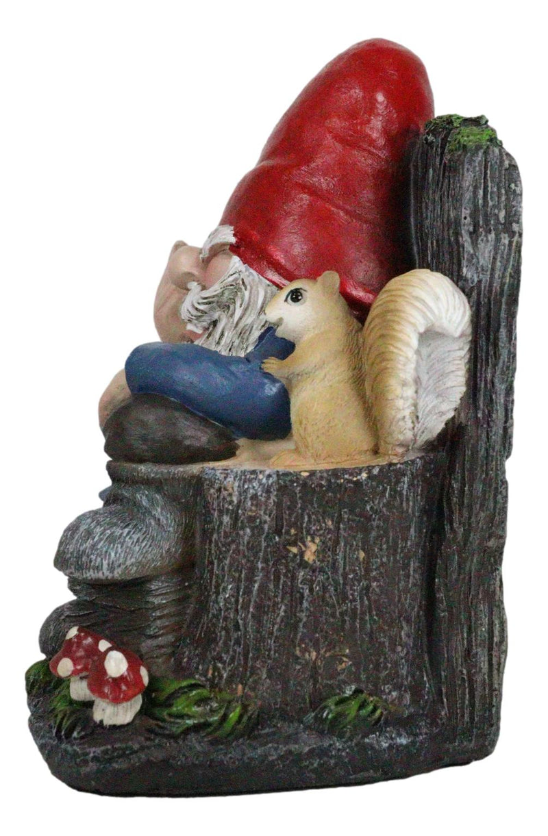 Get Out! Rude Mean Gnome Dwarf And Squirrel On Chair Flipping The Bird Figurine