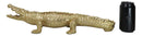 Large Gold Patina Crocodile Baring Razor Teeth Jewelry Tray Organizer Holder18"L
