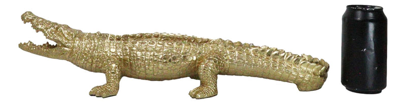 Large Gold Patina Crocodile Baring Razor Teeth Jewelry Tray Organizer Holder18"L