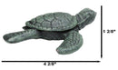 Pack Of 2 Cast Iron Green Verdigris Swimming Sea Turtle Tortoise Mini Figurines
