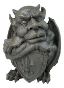 Gothic Stoic Warrior Notre Dame Gargoyle Shield Bearer Chimera Figurine 12"H