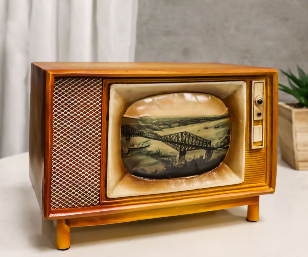 Vintage Retro Rectangle TV Television Box Set Money Coin Savings Piggy Bank