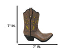 Western Yellow Butterfly and Flowers Faux Leather Cowgirl Boot Vase Figurine