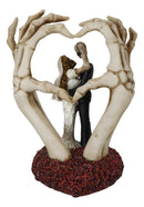 Love Never Dies Skeleton Bride & Groom With Skeletal Hands Wedding Arch Figurine