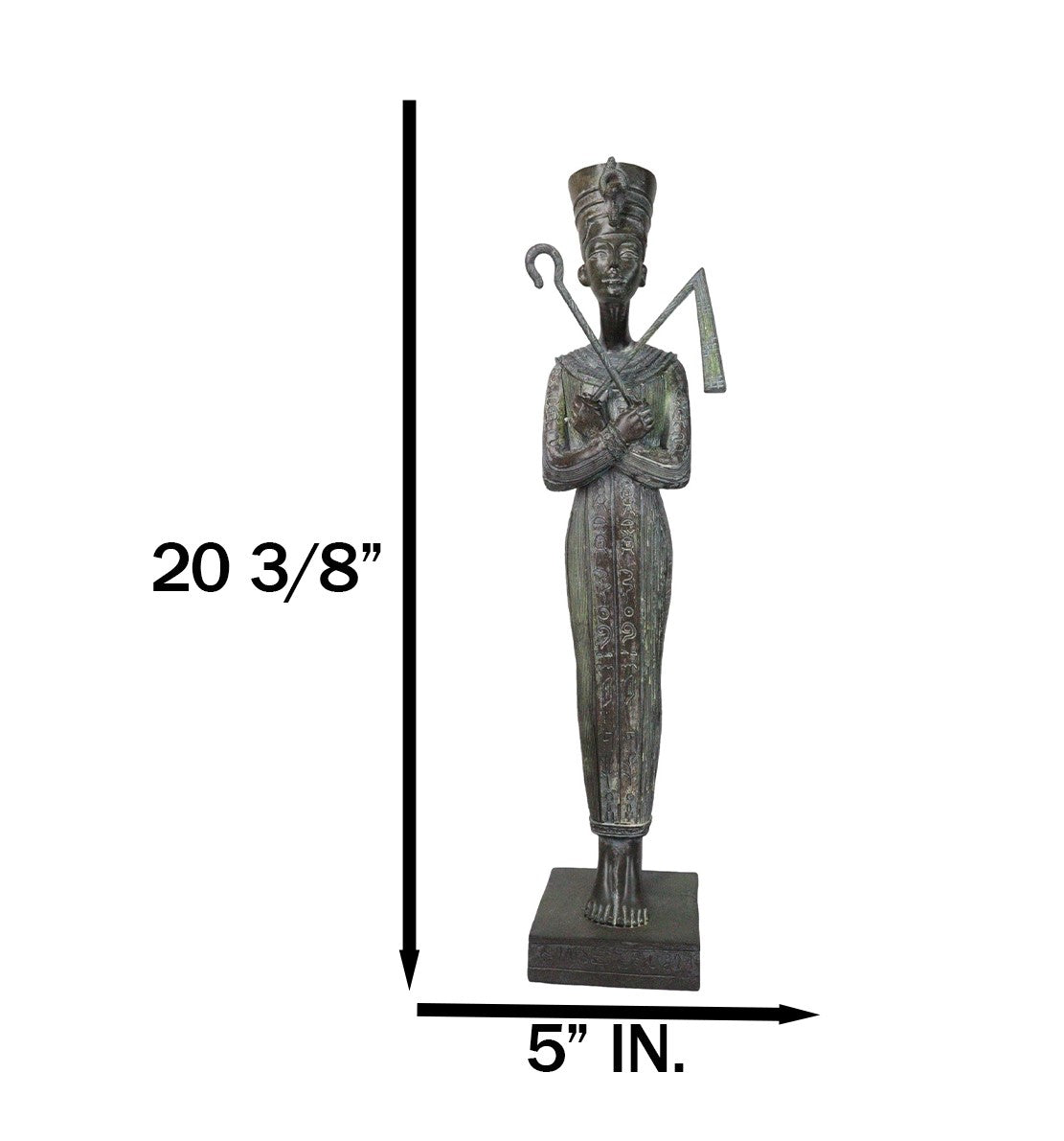 Egyptian Queen Nefertiti With Nemes Crook and Flail Statue With Base 20"H