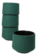 Green Modern Cylindrical Japanese Tetsubin Style Cast Iron Tea Cups Set of 4