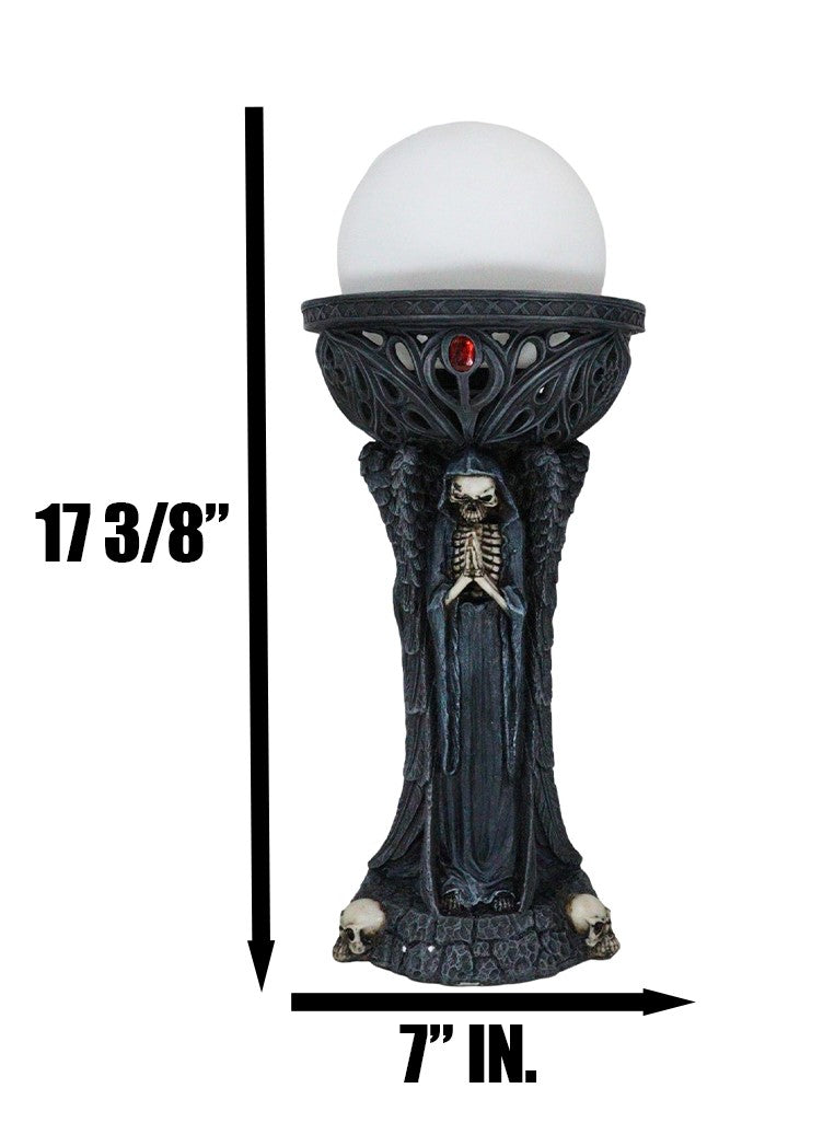 Ghastly Illumination Sinister Skeleton Grim Reapers Sculptural Table Orb Lamp