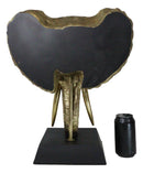 Large 18"H Gold Patina Safari African Bush Elephant Sculpture On Museum Base