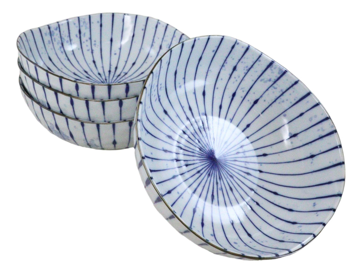 Pack Of 4 Fubuki Tokusa Made In Japan Round Flair Deep Plates Shallow Bowls 36oz
