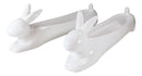 Pack Of 2 Bunny Rabbit White Ceramic Serving Platter Plate Cracker Dish Trays