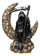 Grim Reaper With Scythe Hourglass on Skull Crescent Moon Gothic Death Figurine