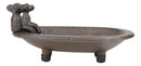 Cast Iron Rustic Bronze Bathtub With 2 Spouts Miniature Jewelry Dish Tray 6"L