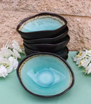Pack Of 6 Green Crackle Midori Kannyu Wavy Round Condiment Sauce Dishes 2oz