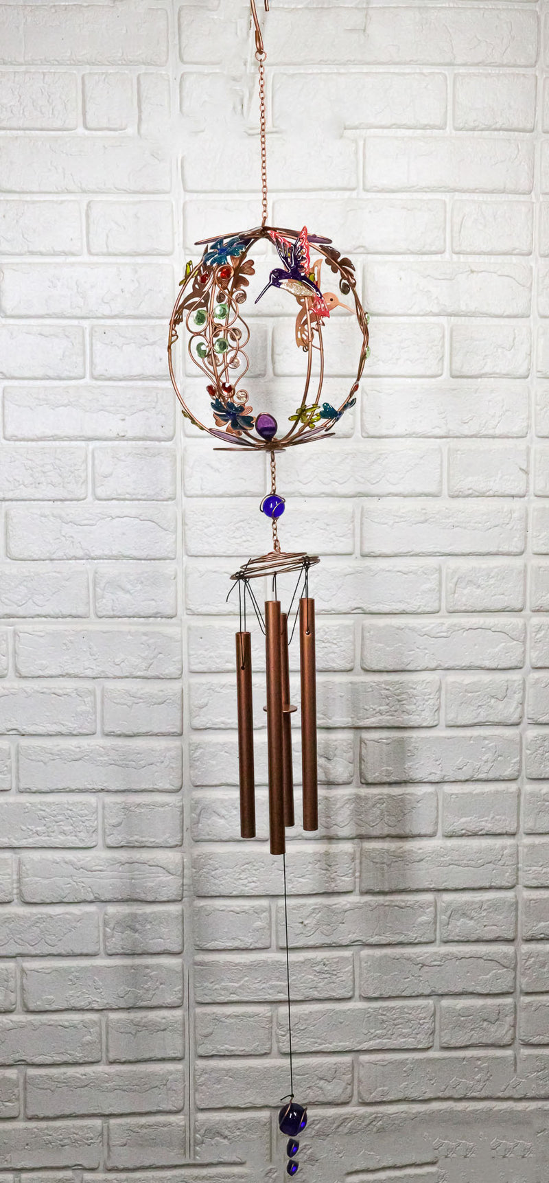 Whimsical Hummingbirds by Enchanted Globe Floral Garden Copper Wind Chime