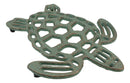 Nautical Marine Verdigris Giant Sea Turtle Rustic Cast Iron Wall Or Table Trivet