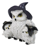 Forest Arctic White Snow Owls Witch Mother with 2 Chicks Family Figurine 5" L