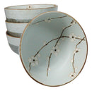 Set Of 4 Made In Japan Ceramic Soushun Sakura Blue Plum Medium Tayo Bowls 21oz