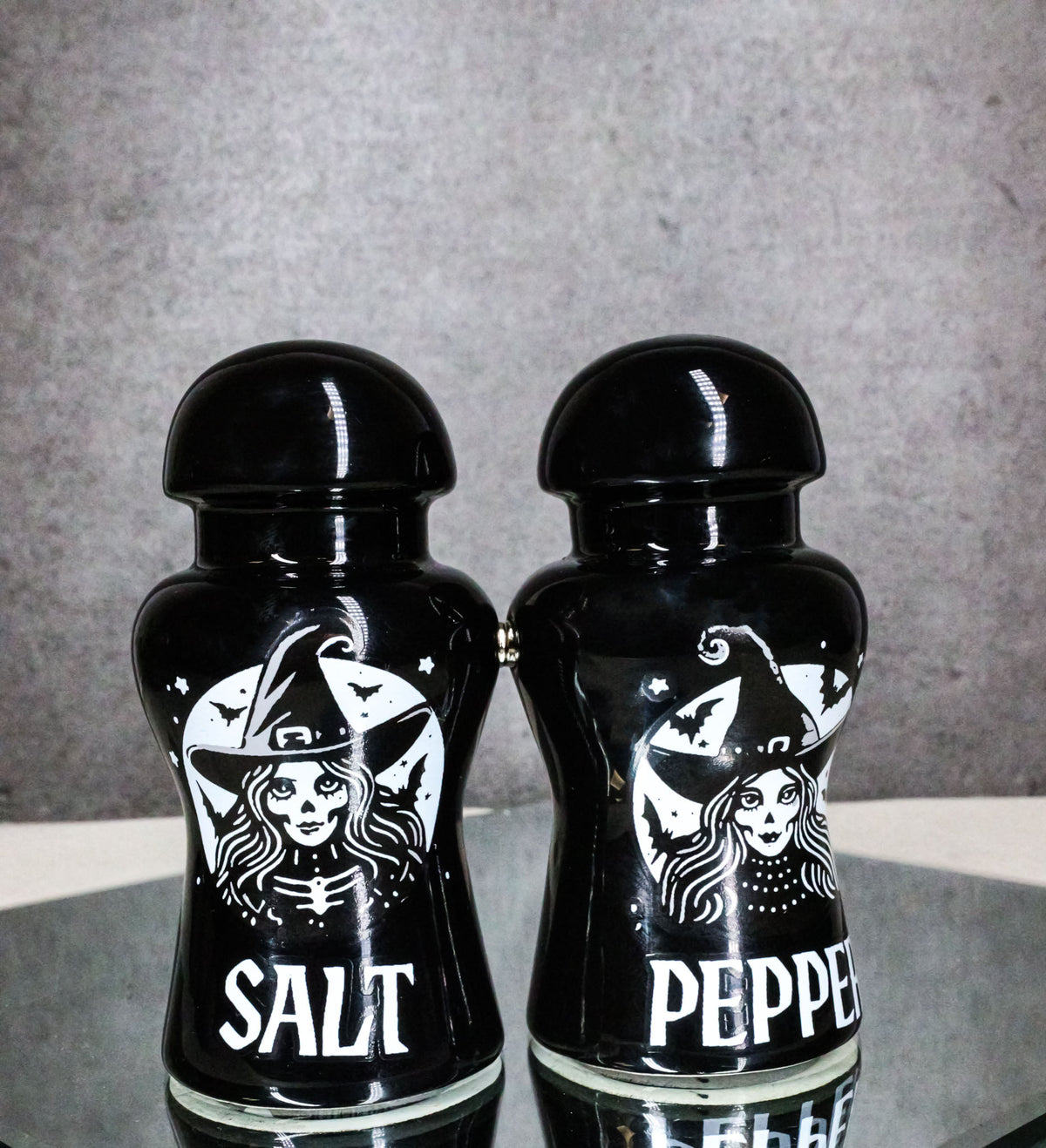 Wicca Black Magic Grand High Witch Apothecary Ceramic Salt Pepper Shakers Set