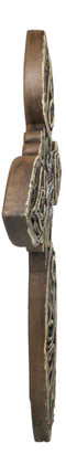 Rustic Western God Bless My Family Faux Wooden Tooled Scrollwork Wall Cross