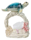 Marine Ocean Sea Turtle Swimming Over Coral Reef With Acrylic LED Light Figurine