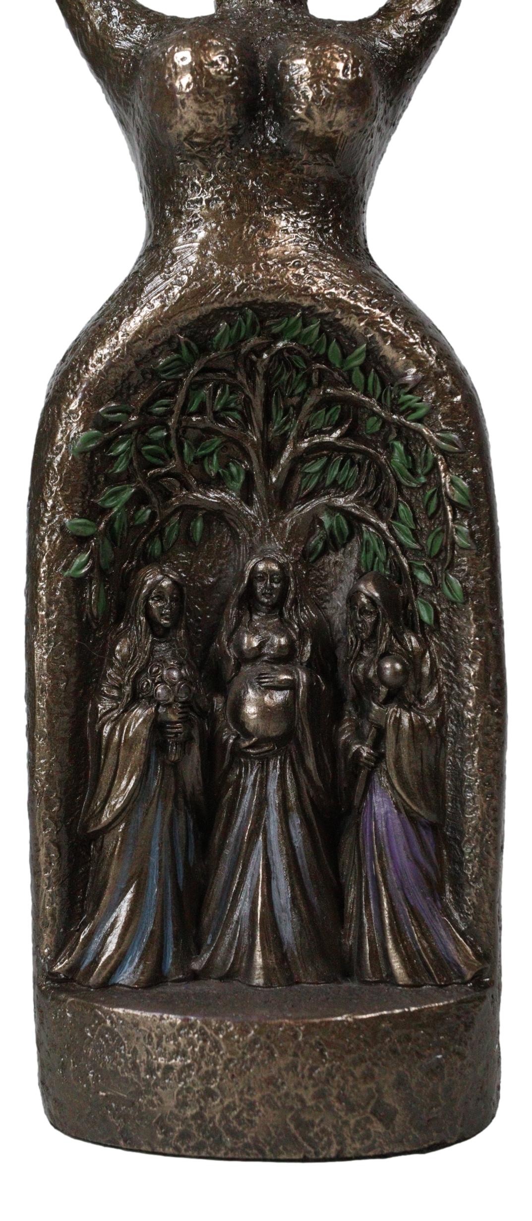 Wicca Spiral Triple Moon Goddess Mother Maiden Crone Tree Of Life Figurine