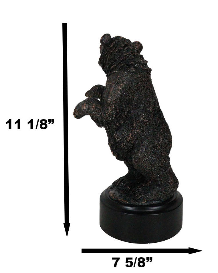 Western Black Bear On Rear Legs Roaring Bronze Electroplated Resin Decor Statue