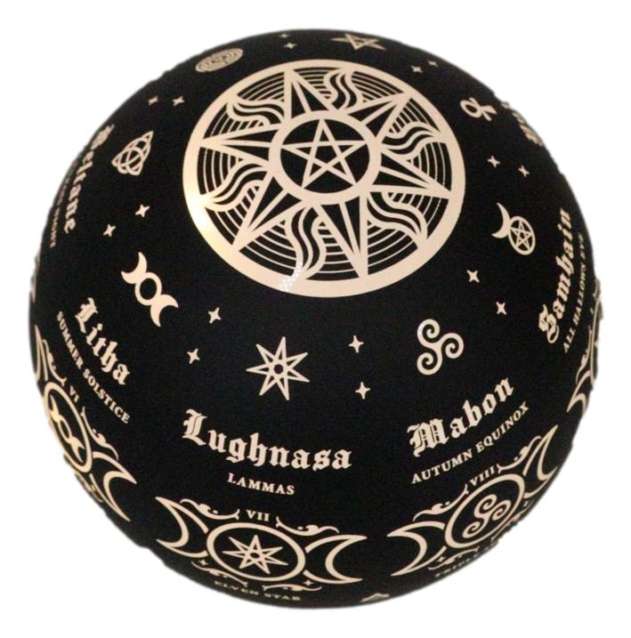 Pagan Calendar Wheel Of The Year Triple Moon Sacred Symbols LED Globe Light - Ebros Gift