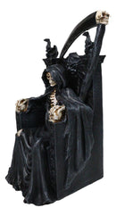 Dark Lord Grim Reaper Seated On Gothic Dragon Throne with Skull Scythe Figurine