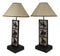 Set of 2 Rustic Western Cowboy On Giddy Up Horse Wood Metal Bedside Table Lamps