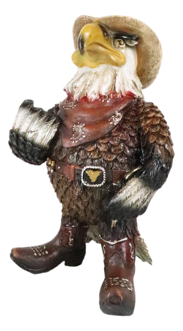 Rustic Western Country Comical Cowboy Bald Eagle Sheriff In Boots Figurine