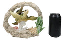 Green Sea Turtle Mother and Hatchling Swimming by Coral Reef Overhang Figurine